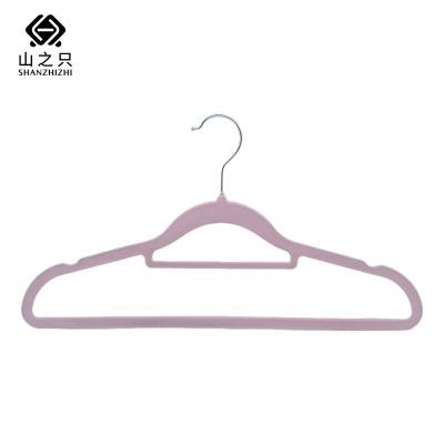 山之只 植绒防滑无痕置物衣架 粉色42cm 10个/组