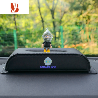 三维工匠车载纸巾盒抽车内座式扶手箱纸巾包可爱卡通男友创意汽车用抽纸盒 纸巾盒[赛车男友]+防滑垫