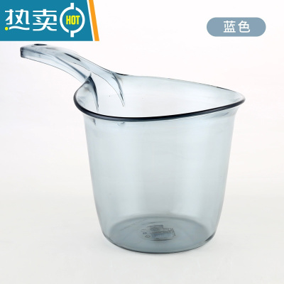 敬平透明家用桶盆套装学生宿舍三件套洗脸盆塑料加厚手提水桶圆桶无盖 晶钻-蓝色水勺
