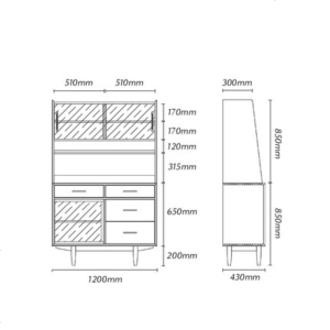 北欧轻奢餐边柜实木高柜厨房现代简约储物柜客厅玻璃茶水柜定制