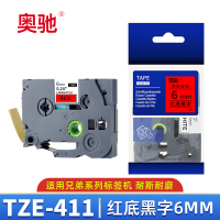 奥驰 标签色带6mm红底黑字 TZe-411个
