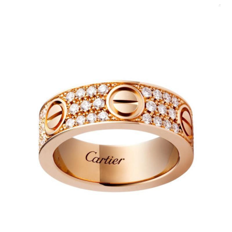 cartier/卡地亚 经典款love 18k金玫瑰金钻石戒指 镶嵌66颗钻石 b408