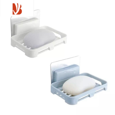 三维工匠肥皂盒卫生间壁挂香皂盒沥水香皂架肥皂架浴室免打孔壁挂式收纳 北欧白+北欧蓝 2个装