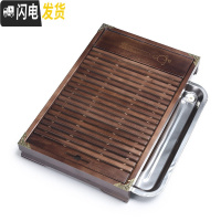 三维工匠 功夫茶具抽屉式排水茶盘 家用实木储水茶盘茶台茶海茶托盘 10“禅”实木-不锈钢底盘