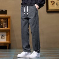 秋冬款新款宽松大码男士休闲裤时尚阔腿长裤子大裤脚裤子磨毛潮流