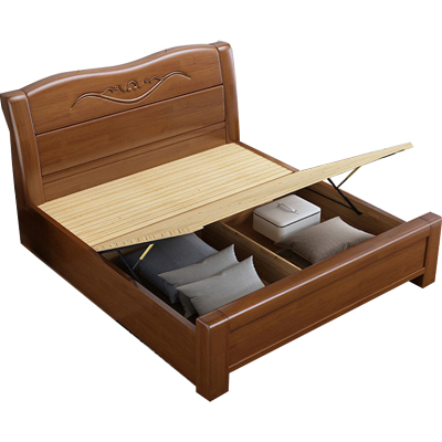 臻远 ZY-SMC-122 实木床 1.8*2.0米气压高箱 单位:1张