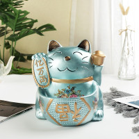 猫摆件欧式美式家居酒柜玄关装饰品鞋柜钥匙收纳盘创意礼品 三维工匠 白