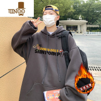 YANXU欧美hiphop高街卫衣男冬季加绒加厚大码宽松美式复古潮流连帽外套