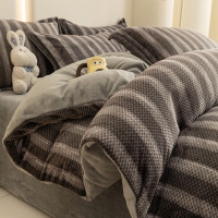 新款牛奶绒四件套秋冬珊瑚绒床单被套双面加厚三件套床上用品