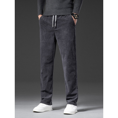 大码春秋裤子男士新款灯芯绒直筒休闲裤男款纯色舒适百搭舒适长裤