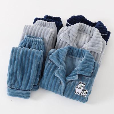 儿童秋冬法兰绒睡衣男童女童大童加绒加厚宝宝珊瑚绒套装家居服威珺