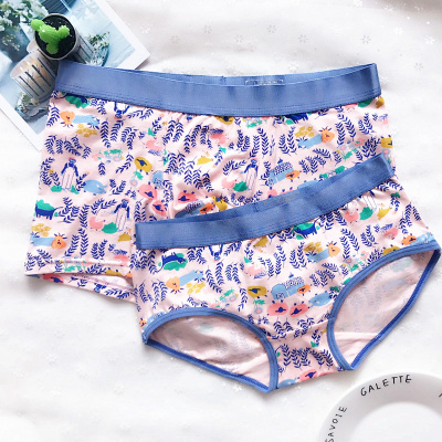 2条装全国包邮甜美纯棉情侣内裤中腰性感男士平角女三角透气舒适