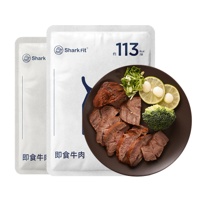 80g*5-鲨鱼菲特即食牛肉健身牛肉高蛋白代餐牛腱子低熟食脂速食品5袋原味可备注口味-