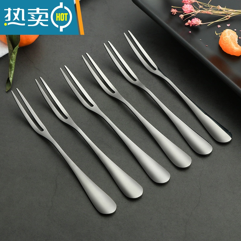 敬平304不锈钢水果叉子家用刀叉小叉吃插果叉水果签套装儿童创意 可爱 410不锈钢水果叉6支装 买2套送收纳盒