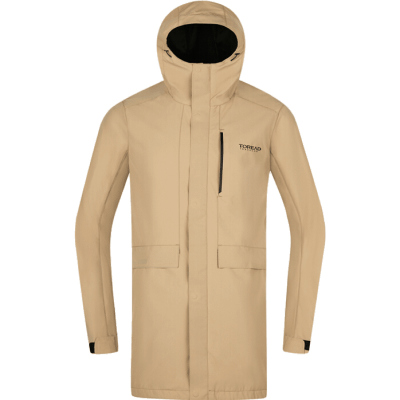 款户外服装秋冬季男式风衣连帽下摆开叉休闲旅行风衣长款户外防风外套