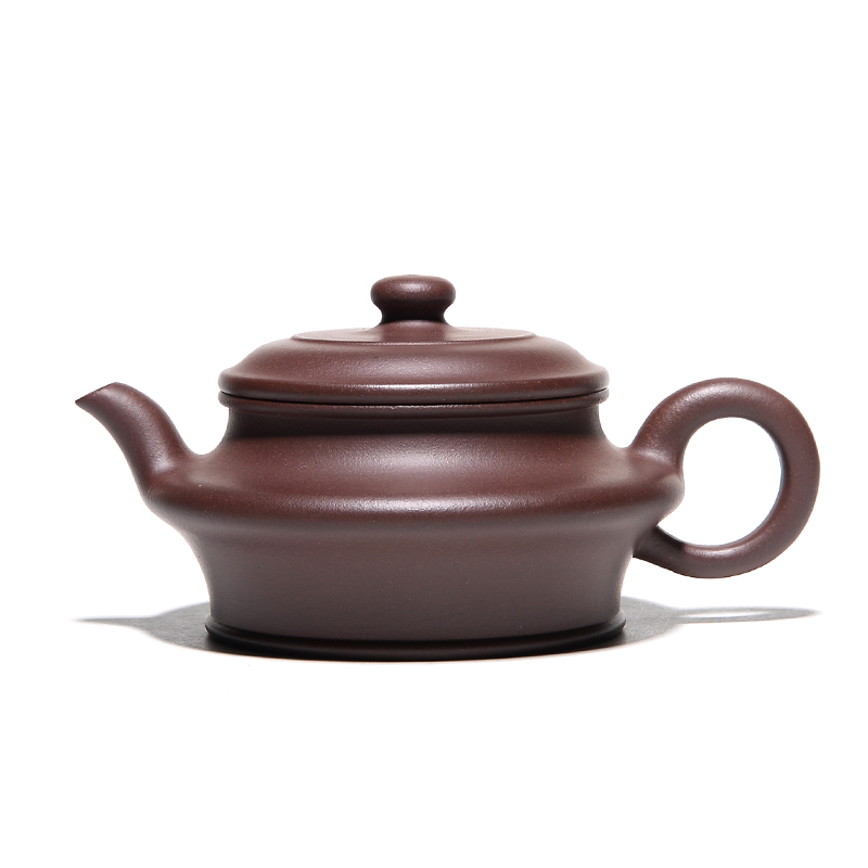 子冶135cc (水)书扁壶原矿老紫泥宜兴紫砂壶名家纯全手工茶具套组