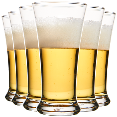 ocean进口无铅透明玻璃收腰果汁杯啤酒冷饮杯家用冷饮杯耐热泡茶水杯子200ML6只透明200ml