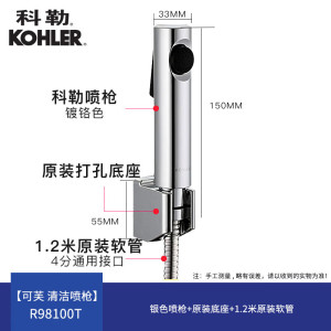 科勒(KOHLER)马桶喷枪水龙头厨卫清洁喷头冲洗器浴室增压花洒淋浴房冲水喷头 喷枪R98100T-B-CP+免打孔底座