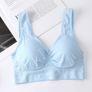中老年大码无缝零束缚无钢圈睡眠文胸无痕瑜伽双层运动背心女bra