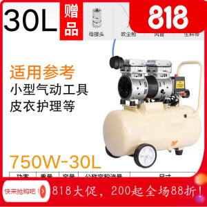 汐岩气泵空压机小型高压迷你家用装修牙科木工220气磅 750W-30升+6件礼