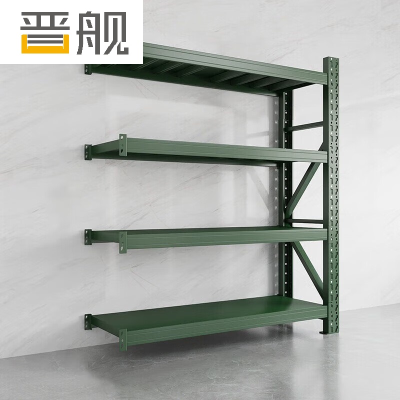 晋舰货架仓储库房储物架军绿色四层副架350kg/层重型150*60*200cm