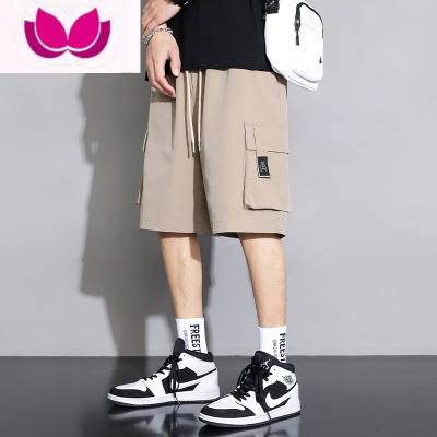 七斓工装短裤男士中裤子夏季冰丝薄款潮牌宽松休闲运动外穿五分大裤衩