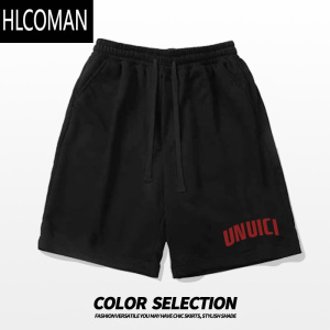 HLCOMAN灰色短裤男夏季薄款美式潮牌休闲五分裤宽松运动松紧腰大裤衩