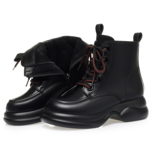 跨境马丁靴女冬季新款加绒妈妈棉鞋粗跟厚底百搭马丁靴中年短靴女