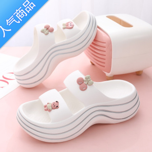 SUNTEK拖鞋女夏季潮新款外穿松糕厚底增高防滑一字拖踩屎感时尚沙滩凉拖