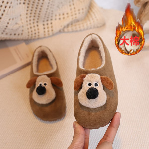 儿童棉鞋年冬季绒面卡通小狗加厚保暖女童宝宝加绒鞋女宝棉鞋