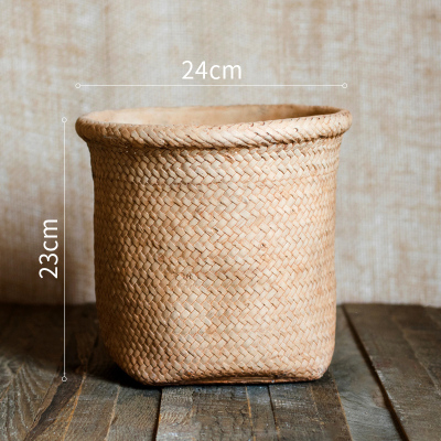 美帮汇水泥花器装饰花盆花瓶编造型盆栽桌面摆件多肉阳台创意编织造型花器（B)底部已打孔中