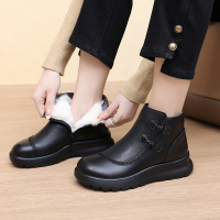 冬季新款加厚女鞋真皮羊毛女棉鞋保暖中老年妈妈鞋软底软面棉靴