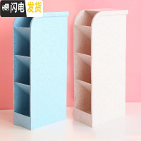 三维工匠韩版笔筒多功能时尚斜插式笔桶大容量收纳盒笔架简约小清新女ins风学生用个性创意可爱桌 北欧款/蓝色+白色/共2个