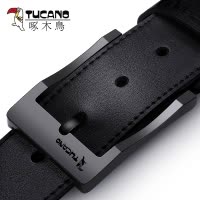 啄木鸟纯男士皮带真皮青年商务休闲韩版时尚学生裤带牛皮针扣腰带