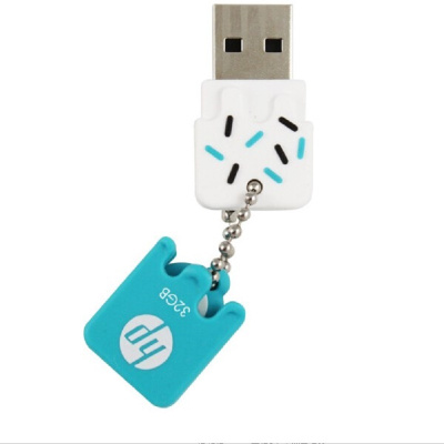 惠普HP冰淇淋U盘V178B32GB可爱情侣创意个性迷你车载/电脑两用优盘v178蓝色USB2.0
