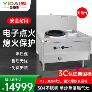 意黛斯 商用燃气大锅灶 猛火灶商用单位学校食堂电磁猛火大炒锅饭店酒店 单头单尾 YDS-3YNDW35/11T天然气