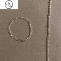 JiMi<柔软>稀有强光巴洛克小珍珠s925银手链女叠戴简约日常