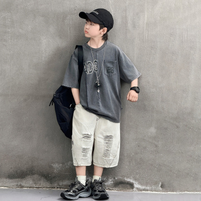 男童夏装套装2026新款中大童夏季男孩薄款儿童运动宽松帅气短袖