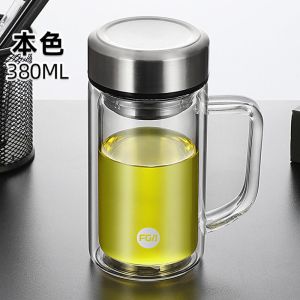 富光双层玻璃杯大容量过滤泡茶杯家用办公耐热带手柄水杯定制logo