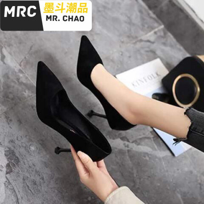 2020春季新款尖头猫跟细跟高跟鞋小清新少女春季女时尚百搭单鞋墨斗潮品休闲鞋