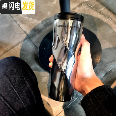 三维工匠新款网红水杯ins潮保温杯咖啡男女士学生韩版时尚便携uzzang 银色送皮套