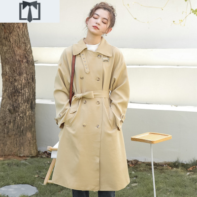 SUNTEK风衣女中长款小个子2020新款秋季外套韩版宽松休闲设计感气质大衣风衣