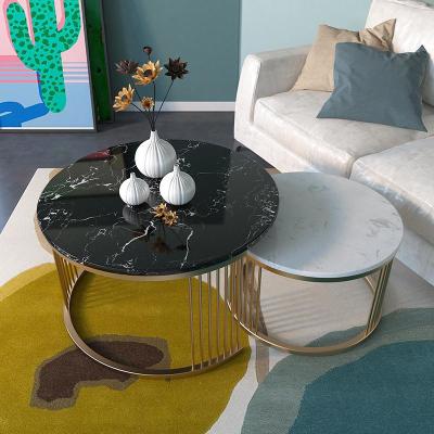 北欧大理石茶几客厅小户型圆形双层轻奢 简约现代网红ins风创意桌