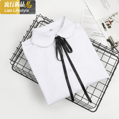 暖青汇jk白衬衫女学院风棉长袖娃娃领带领带少女日系春秋内搭打底衬衣