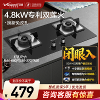 万和 [蓝莲花]燃气灶4.8kW大火力玻璃嵌入式台式两用灶具 易清洁灶具JZY-B9L50(液化气)