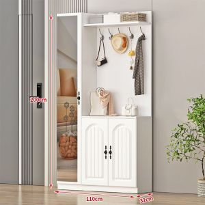 质凡简约门厅柜进门口衣帽柜储物柜隔断带穿衣镜收纳玄关柜 长110高200深32外镜