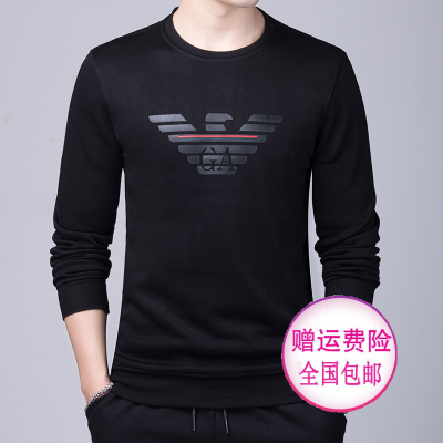 LIDENAMANI利登阿玛尼男装卫衣长袖圆领套头衫秋冬新品男19时尚休闲长袖男士T恤衫运动卫衣保暖打底衫