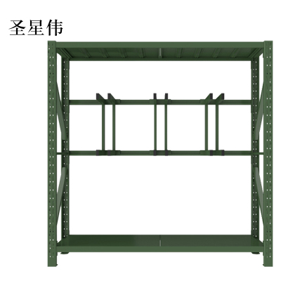 圣星伟农具摆放架器材存放架军绿色拆装盾牌货架锹镐架2000*600*2000