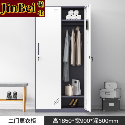 锦北钢制拆装更衣柜员工宿舍铁皮衣柜车间鞋柜办公室储物柜灰白二门