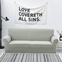 色弹力沙发套全包卍能全盖沙发罩套布艺沙发垫防水简约四季通用 简风绿 S码(90-140cm单人位适用)